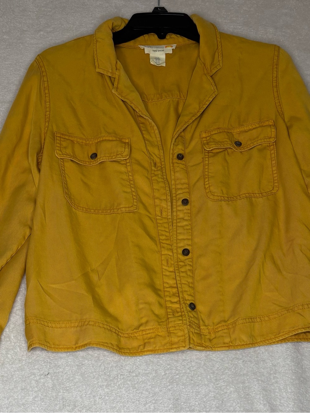 Mustard Yellow Utility Jean Jacket with Chest Pockets - Women's